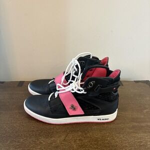 Vlado Atlas Shoes Womens Size 8.5 Black Pink Leather High Top Strap Sneakers
